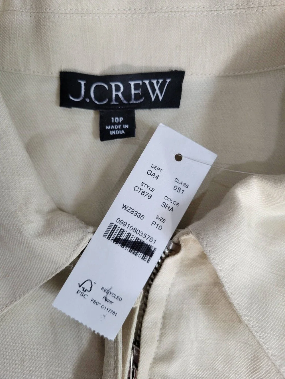 J Crew Petite zip-up shirt-dress in Gramercy linen blend CT676 Size 10 Petite